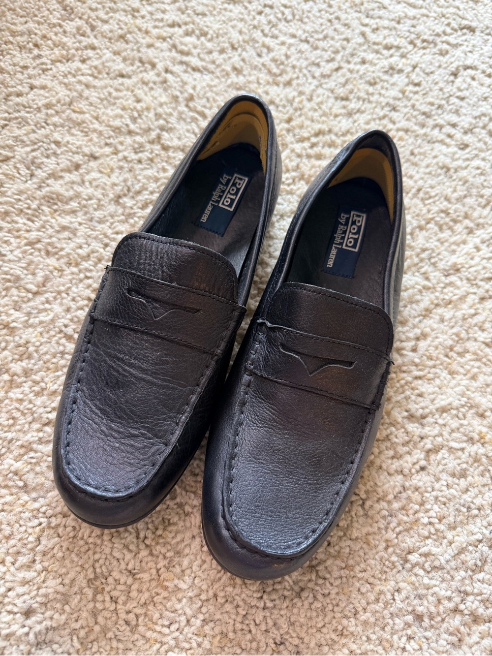 Polo by Ralph Lauren Black Leather Adante Penny Loafers (Men's Size 10D)